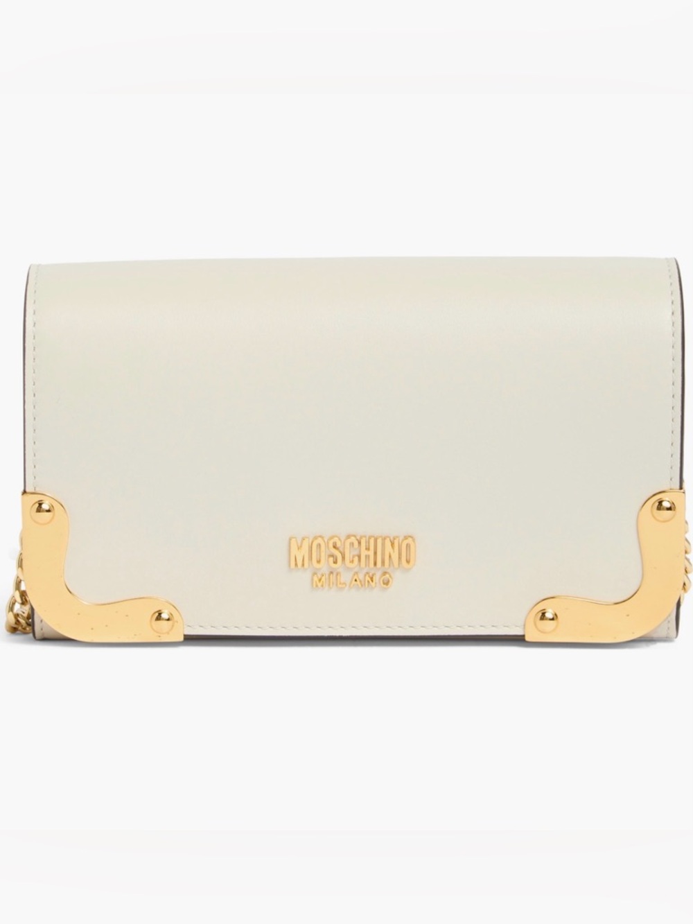 Moschino Logo Crossbody Bag (White/Gold)
